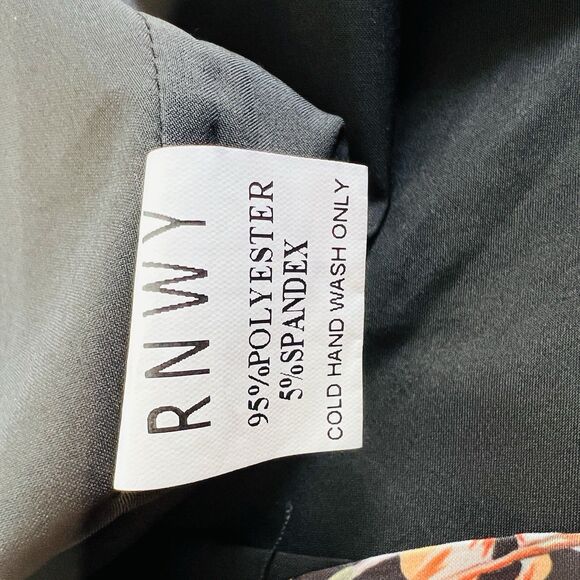 Runway The Label Mini Dress Small Black Floral Long Sleeve V Neck RNWY Aysa Club - Picture 12 of 16